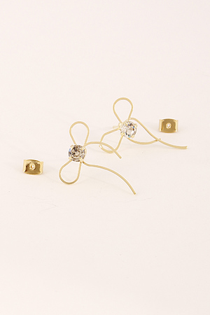 Simple Ribbon Earring With Rhinestone 6CAD10